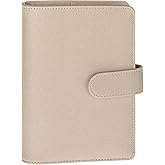 Antner A6 Notebook Binder Refillable 6 Ring Budget Binder Cover for A6 Refill Paper, PU Leather Budget Planner Organizer with Magnetic Buckle, Loose Leaf Personal Planner, Glitter Gold