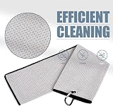 Mile High Life Golf Towel Tri Fold Waffle Microfiber with Carabiner Clip view 3