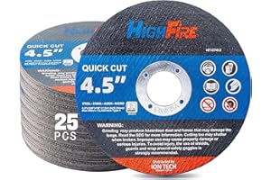HIGHFIRE 25 Pcs Cut Off Wheels, 4-1/2"*0.045"*7/8" Quality Thin Cutting Wheels, Anti-Vibration Angle Grinder, Fast Cutting Discs for Metal, Steel and Stainless Steel Cutting