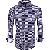 WARHORSEE Mens Dress Shirts Long Sleeve Regular Fit Printed Button Down Shirts