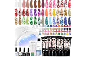 Morovan Poly Gel Nail Kit: Poly Nail Gel Starter Kit 8 PCS Poly Gel With 48W U/V Lamp Kit Complete Poly Gel Nail Kit For Beginners With Everything DIY at Home Beauty Gifts