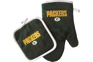 LA AUTO GEAR NFL Green Bay Packers Oven Mitt and Pot Holder Set