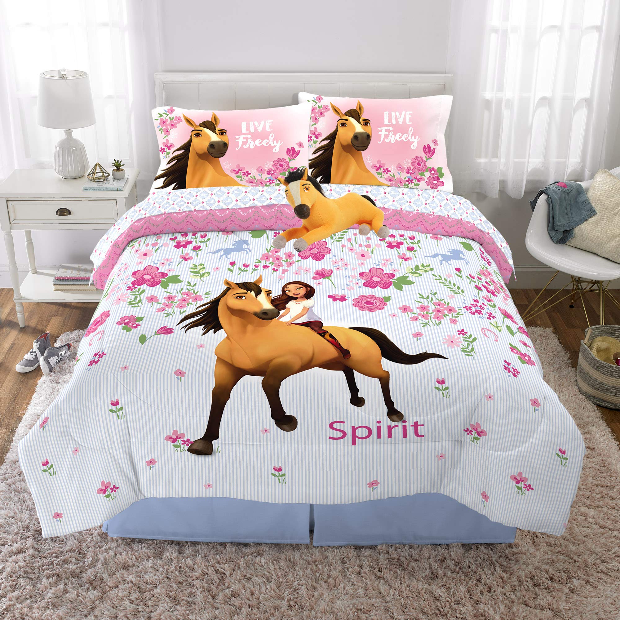 Kids Bedding Super Soft Comforter And Sheet 6 Piece Full Size Spirit