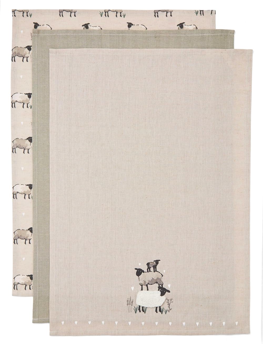 Cooksmart 3 Pack Tea Towels British Design Luxury Kitchen Absorbent Towel Set