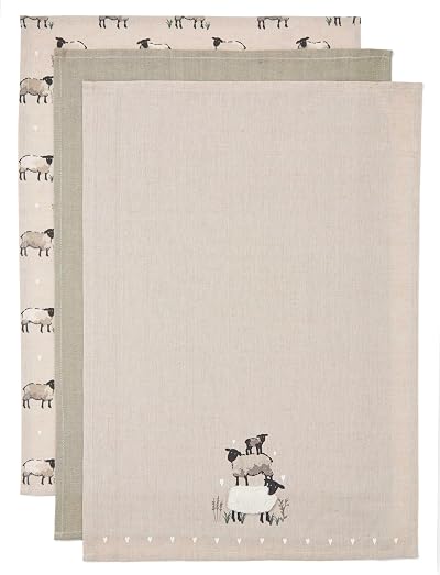 Cooksmart 3 Pack Tea Towels British Design Luxury Kitchen Absorbent Towel Set