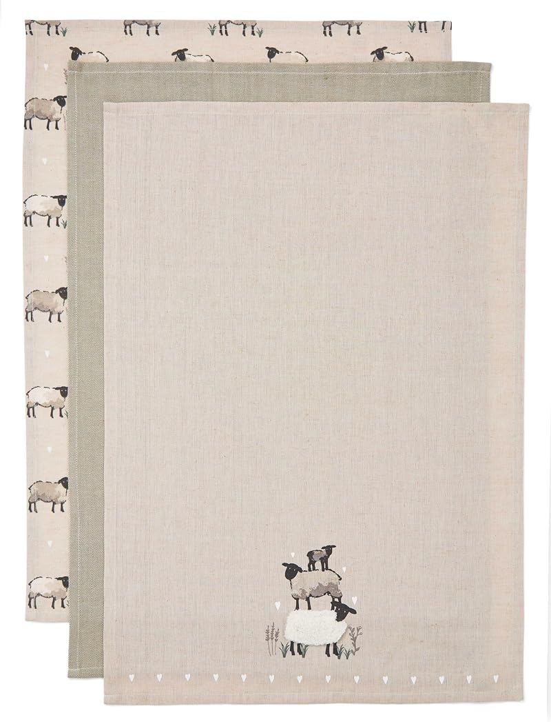Cooksmart 3 Pack Tea Towels British Design Luxury Kitchen Absorbent Towel Set