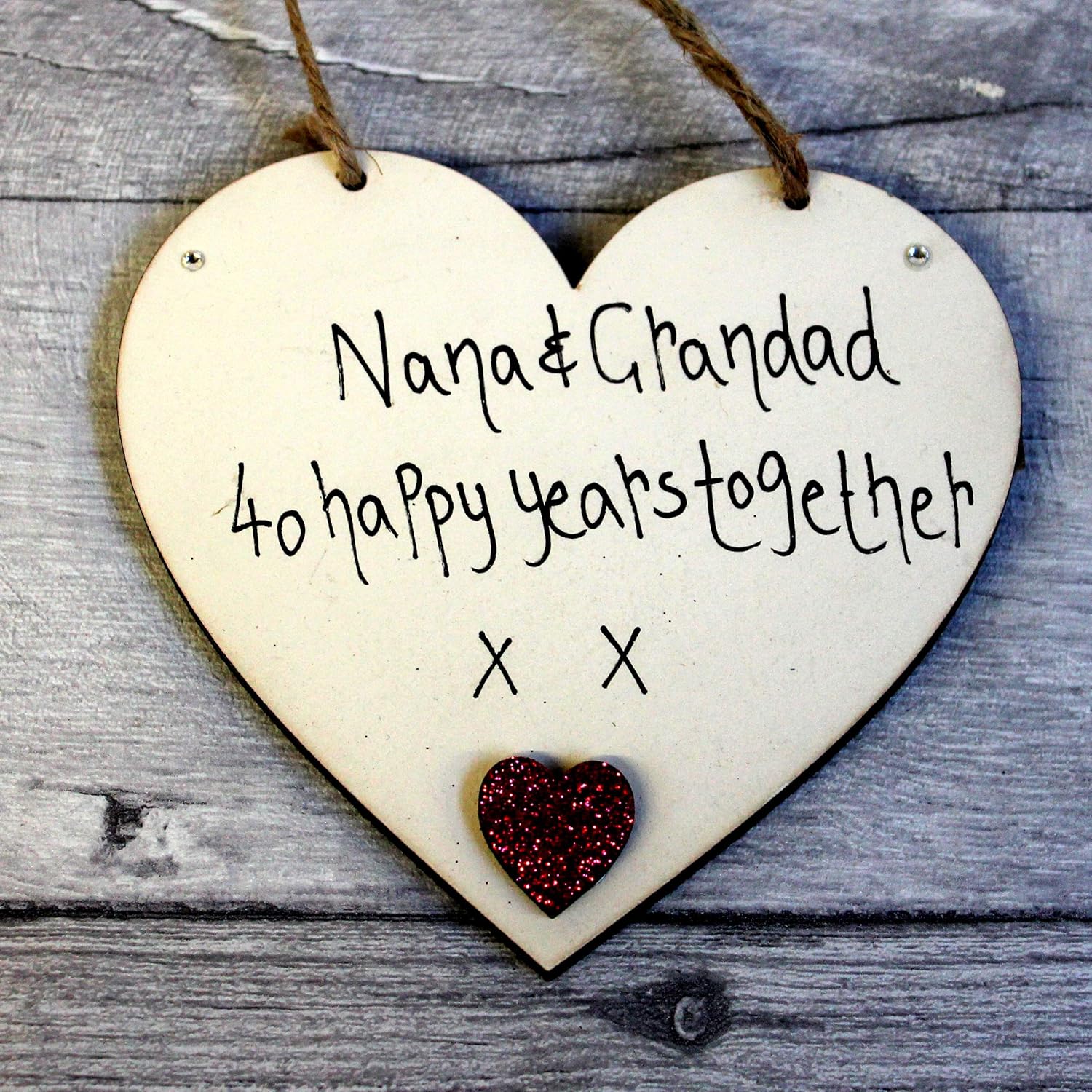 Grandparents 40th Ruby Anniversary Wedding Heart Gift Sign