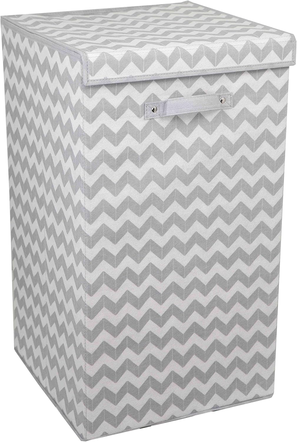 Amazon Com Home Basics Chevron Laundry Hamper With Handle Grey Kitchen Dining