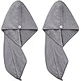 POLYTE Microfiber Hair Turban Wrap Drying Towel (12x28 Large, 2 Dark Gray)