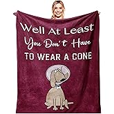 Hibolen Get Well Gifts for Women/Men After Surgery, Sympathy Gift, Feel Better/Get Well Soon Gifts for Women, Surgery Recovery Gift for Men, at Least You Dont Have to Wear A Cone Red Blanket 50"x60"
