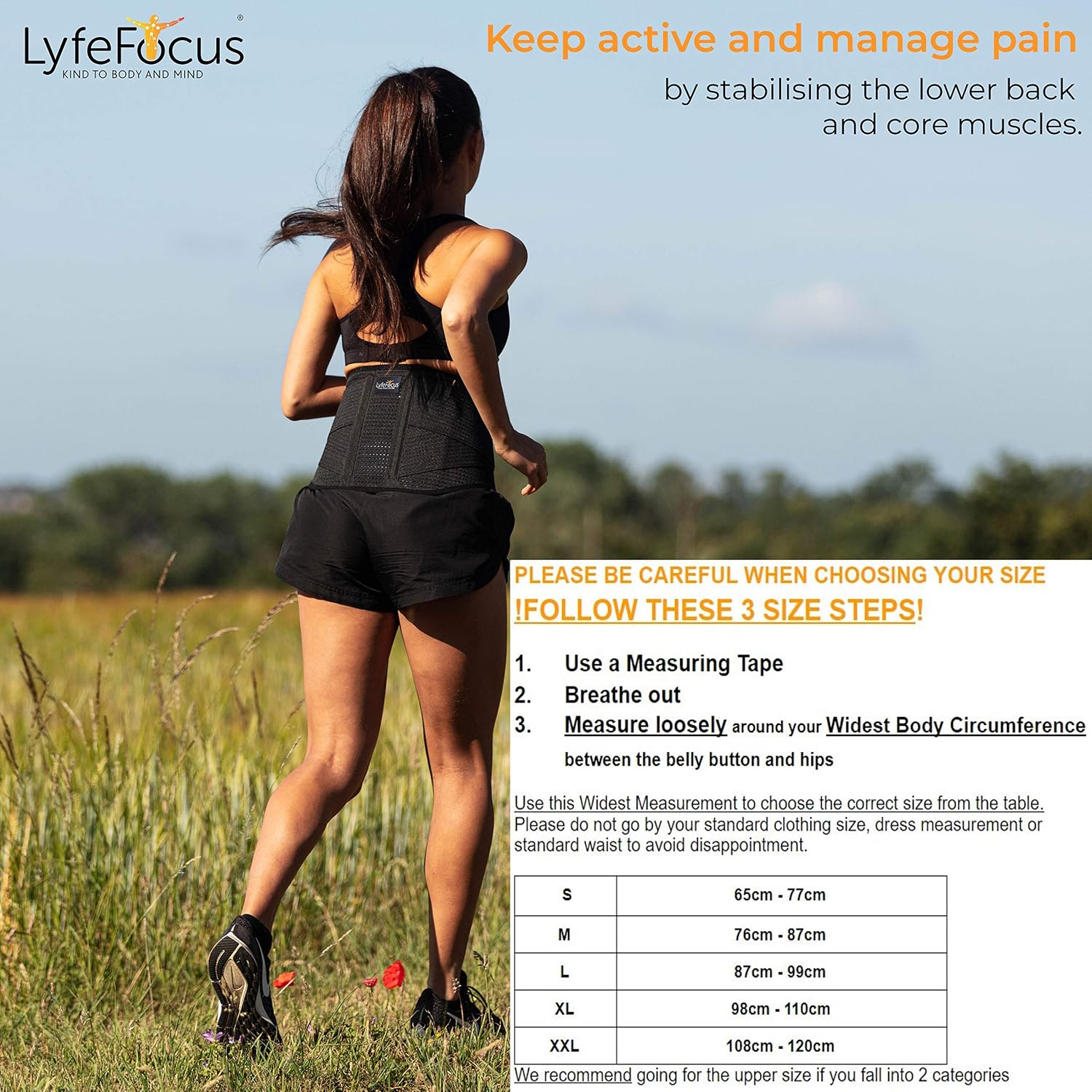 LyfeFocus Premium Adjustable Lower Back Support Belt for Men & Women - Image 3