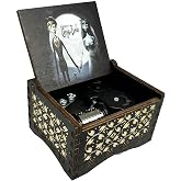 Teykst CorpseBride Wind up Wooden Music Box, Antique Wooden Case with Engraved Design, Decorative Collectible Gifts for Birthday,Valentine's Day, Halloween, Christmas (Wind-up Style)