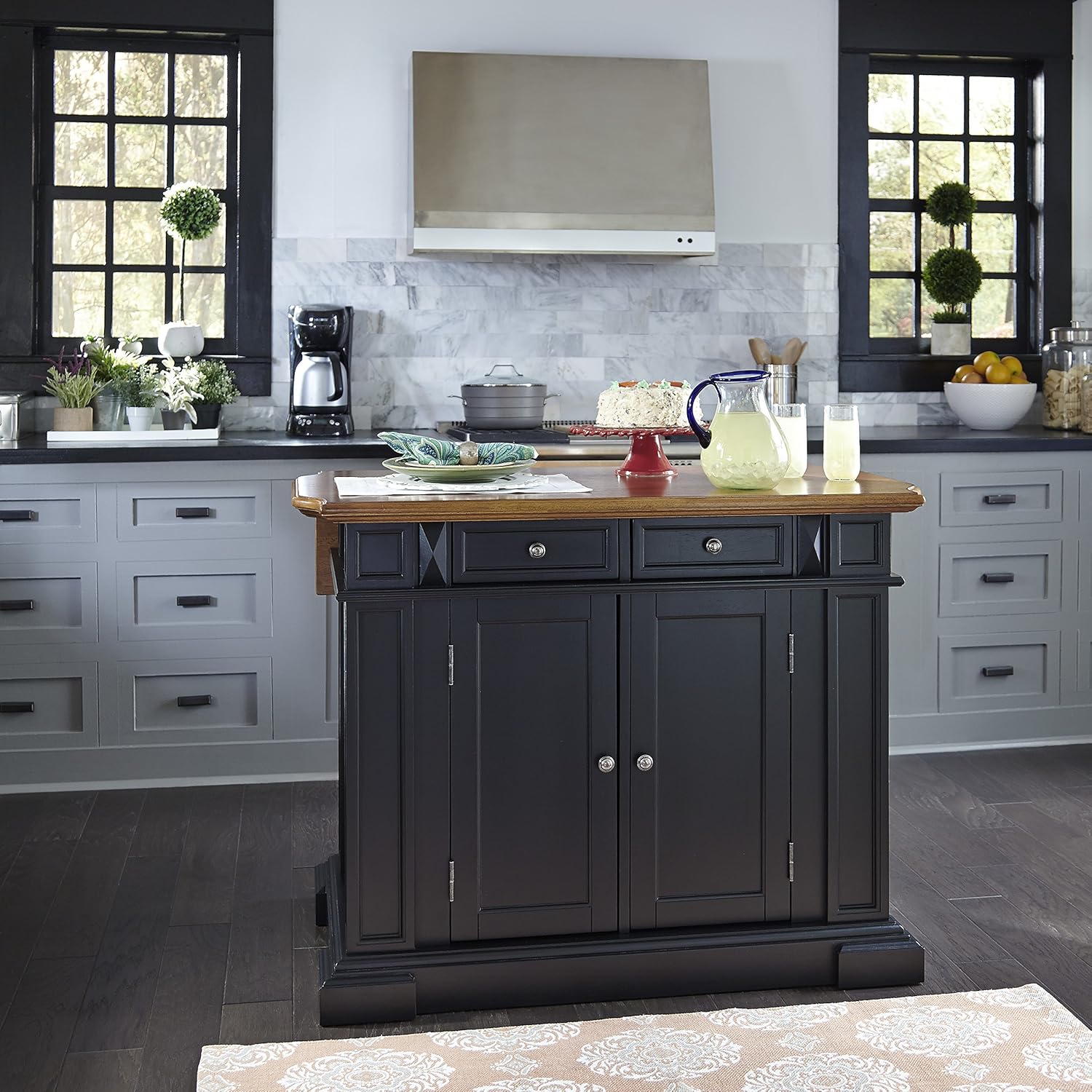 Americana Black and Distressed Oak Kitchen Island by Home ...