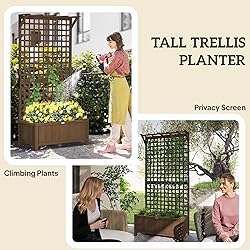 Outsunny Wood Planter with Trellis for Climbing