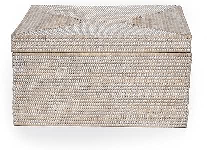 Blanco caja de almacenamiento de ratán, 45 x 35 x 25 cm de alto: Amazon.es: Hogar