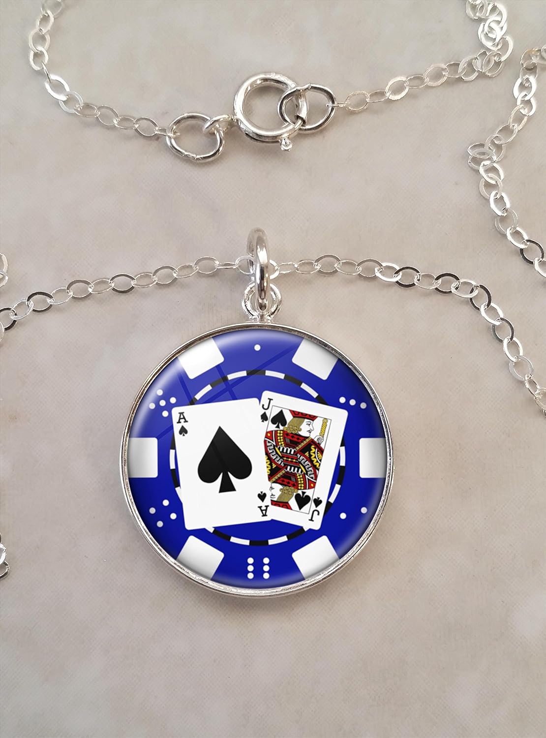 Blackjack .925 Sterling Silver Necklace Handmade