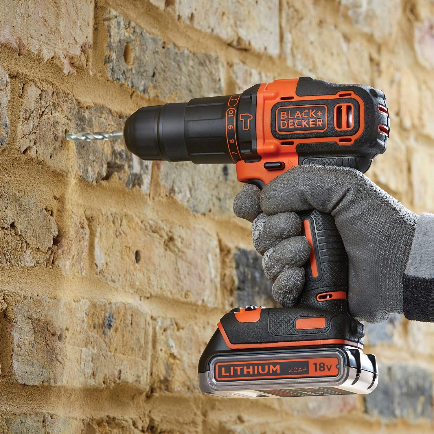BLACK+DECKER BCK24D2S Hammer Drill 18 V (21,000 ipm) and 125 mm 18 V Grinder with 2 x 2 Ah Lithium Batteries and Carry Bag - Image 5