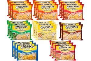 BY THE CUP Maruchan Ramen Noodle Soup Variety, 7 Flavors, 3 Ounce Single Servings (Pack of 24) with Chopsticks