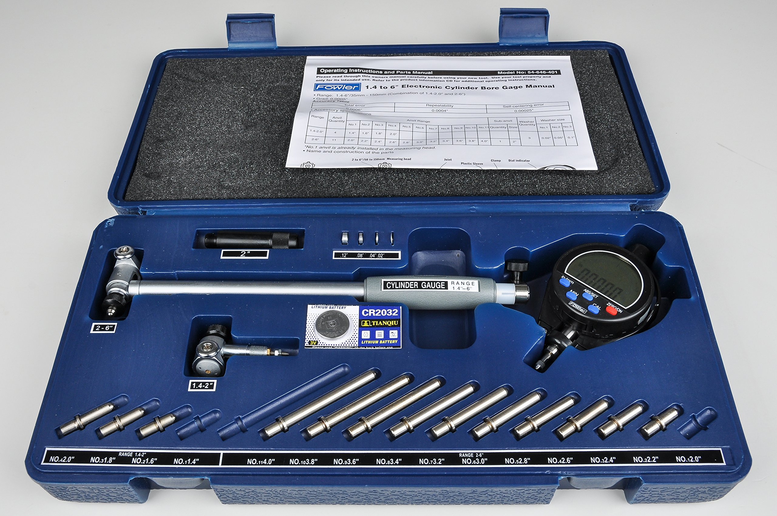 Fowler Full Warranty XtenderE Electronic Dial Bore Gage Gauge Set, 54