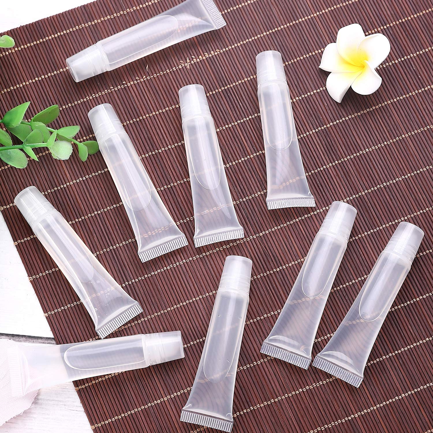 100 Pcs 10 ml Lip Gloss Balm Tubes Refillable Empty Tubes Clear Cosmetic Containers Soft Tube. (10ML) : Beauty
