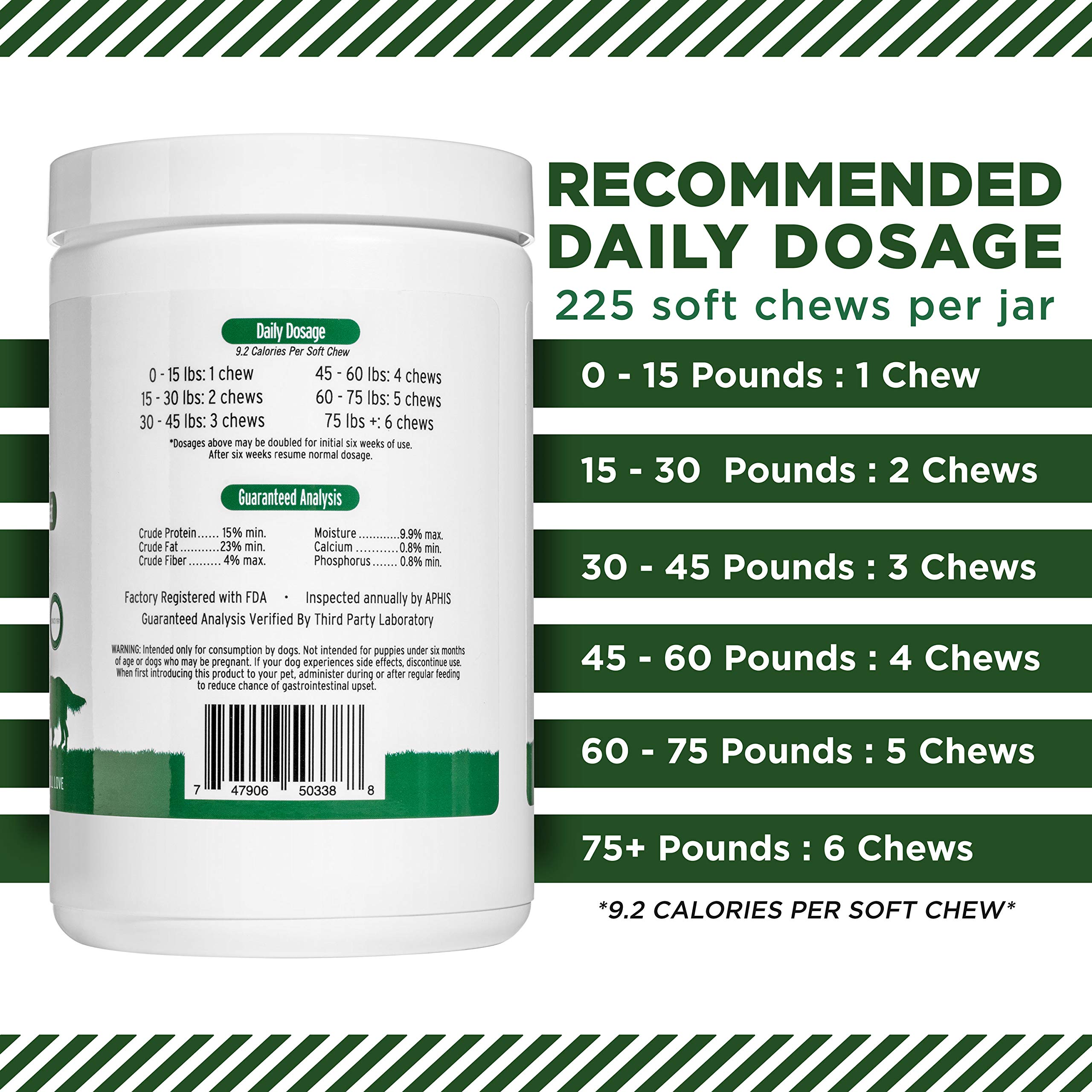 Doggie Dailies Glucosamine for Dogs, 225 Soft Chews, Advanced Hip and