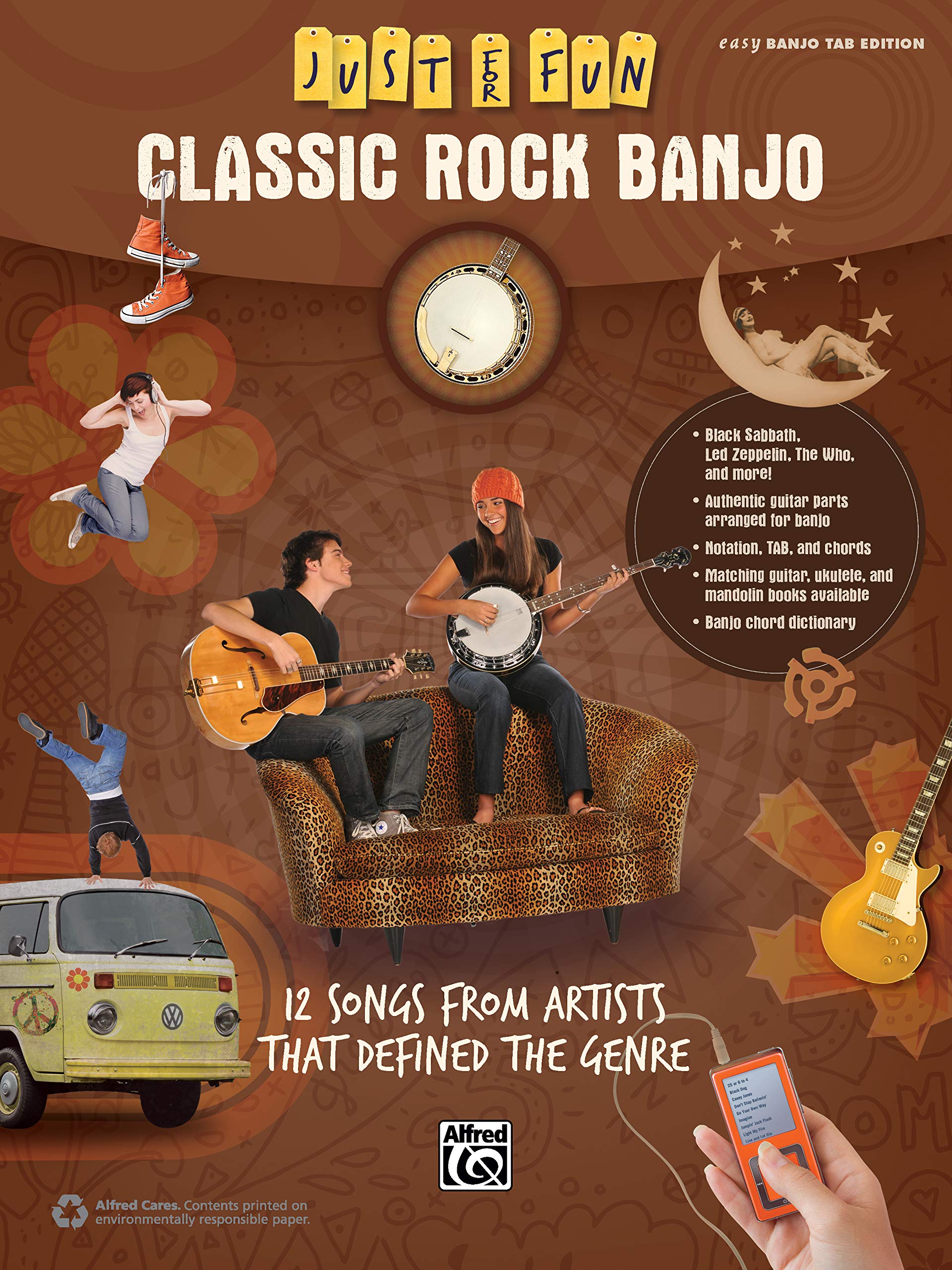 Amazon Com Just For Fun Classic Rock Banjo 12 Songs From Artists That Defined The Genre Alfred Music Books