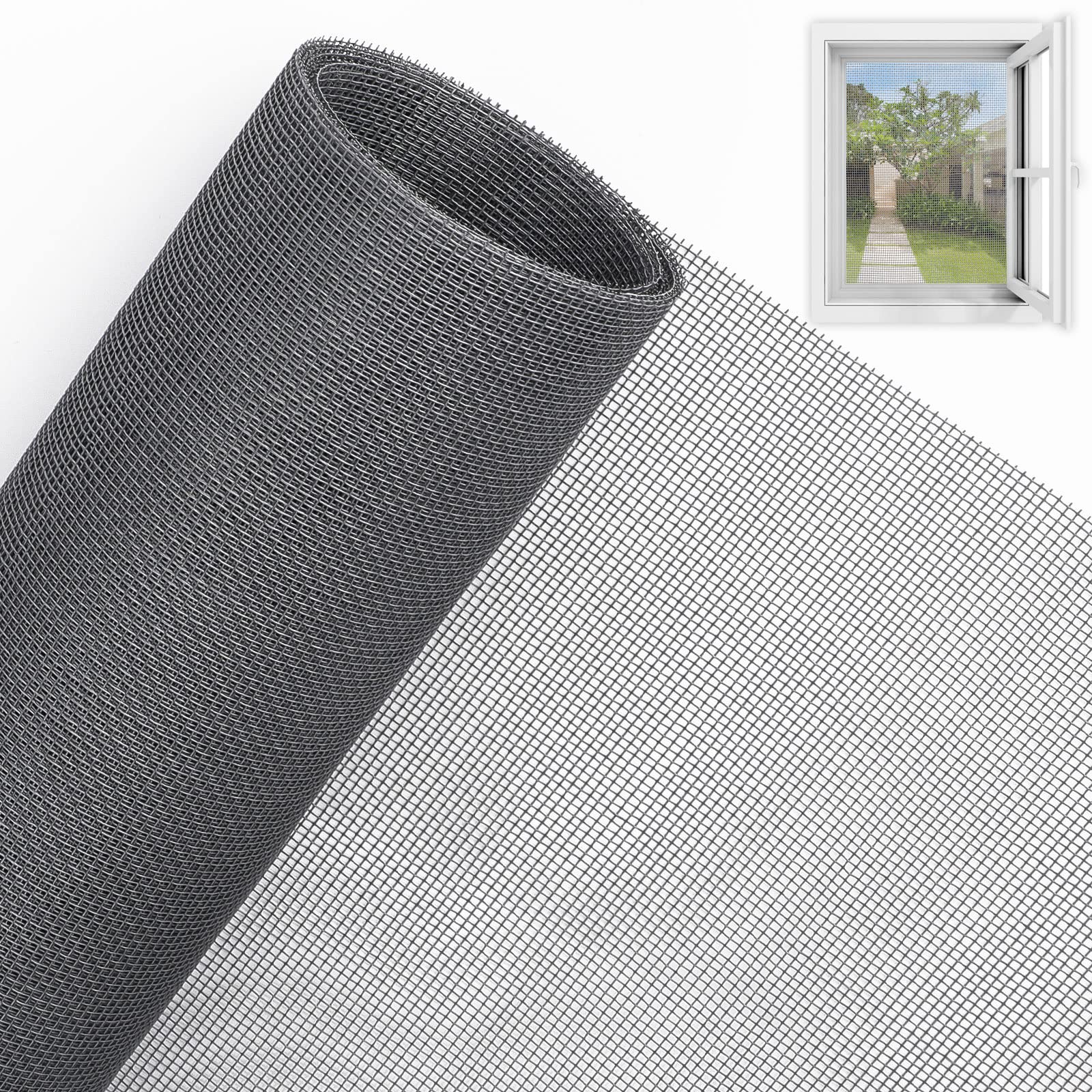 Insect Mesh, 250cm x 120cm Fly Screen Mesh for Covering Windows and Doors, 1.6mm*1.6mm Fine Mesh Size Keep Flies, Mosquitoes, Bugs & Insects Out (Grey)