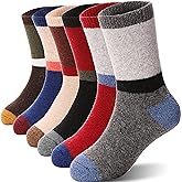 ANTSANG Wool Socks, Warm Thick Thermal Kids Crew Boot Socks for Toddlers Boys Girls, 6-Pair
