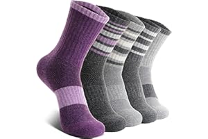 EBMORE Womens Merino Wool Hiking Socks Thermal Winter Warm Crew Cushion Compression Work Moisture Wicking Socks 5 Pairs