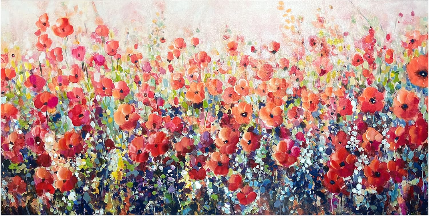 Paintings - ARTPLAN Floral Oil Wall Painting Handmade(not printed) Canvas Wall Art for Bedroom,L48 xW24 (1 Panel)