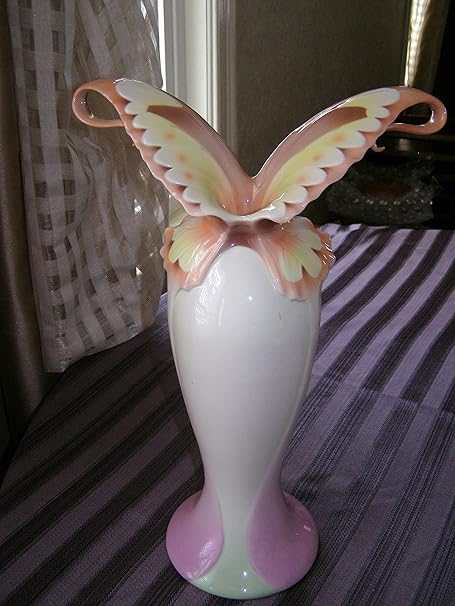 Franz Porcelain Papillon Butterfly Spread Wings Vase Xp1692 Free