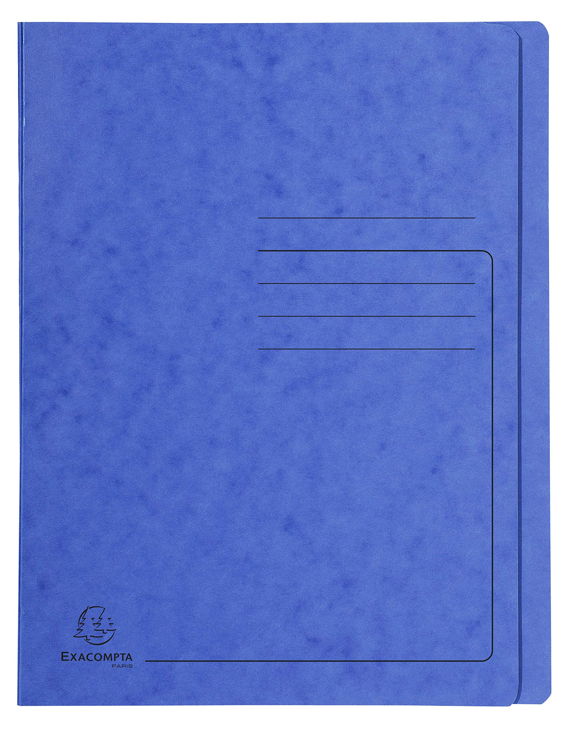 Exacompta - Ref 39992E - Flat Bar File - Suitable for A4 Documents, Pre-Printed Cover, 355gsm Heavyweight Mottled Pressboard, 30mm Spine, Metal Spring Mechanism - Blue