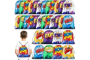 Kajaia Hero Party Favors Bags Comic Heroes Drawstring Backpacks Goodie Candy Gift Bags for Christmas Birthday Party Supplies(30 Pcs)
