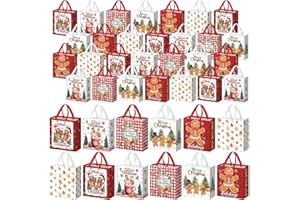 Wesnoy 48 Pcs Christmas Gingerbread Man Gift Bags with Handles Non Woven Christmas Tote Bags Bulk Reusable Shopping Baskets for Xmas Party Supplies Gift Wrapping, 11.4 x 10.6 x 4.7 Inch