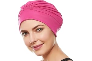 BEEMO Swim Caps for Women Swimming Turban Polyester Latex Lined Pleated for Ladies