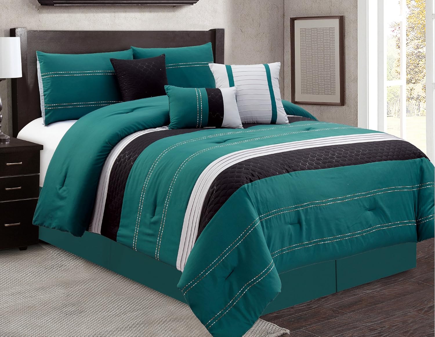 Luxury 7 Piece Comforter Set Closeout (Cal King, Teal