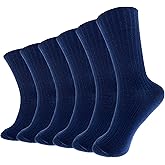 Hycome 6 Pairs Comfortable Casual Cotton Socks for Women, Girls and Students (fit women girls shoe size 5-9)