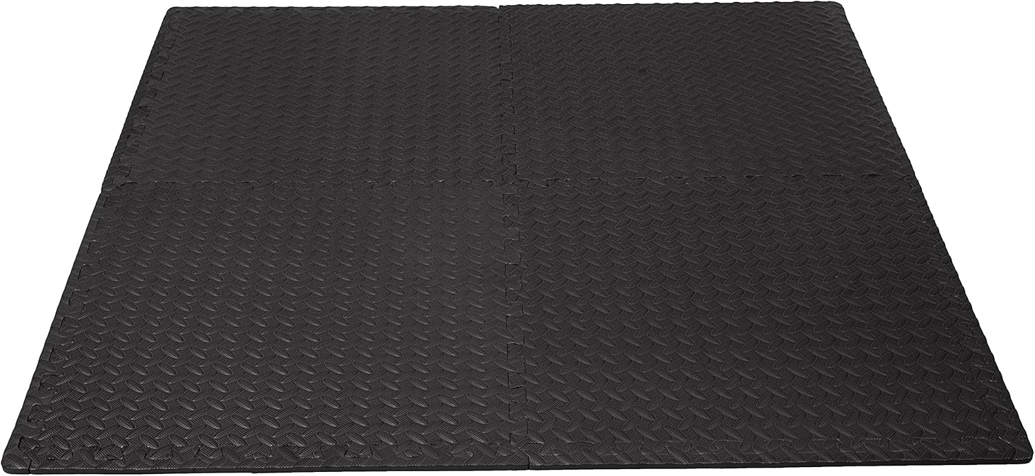 Basics Foam Interlocking Exercise Gym Floor Mat Tiles - Pack of 6, 24 x 24 x .5 Inches, Black : Sports & Outdoors
