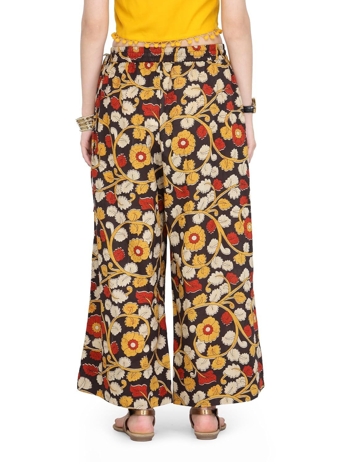 varanga multi-coloured cotton kalamkari palazzo kff-var21118