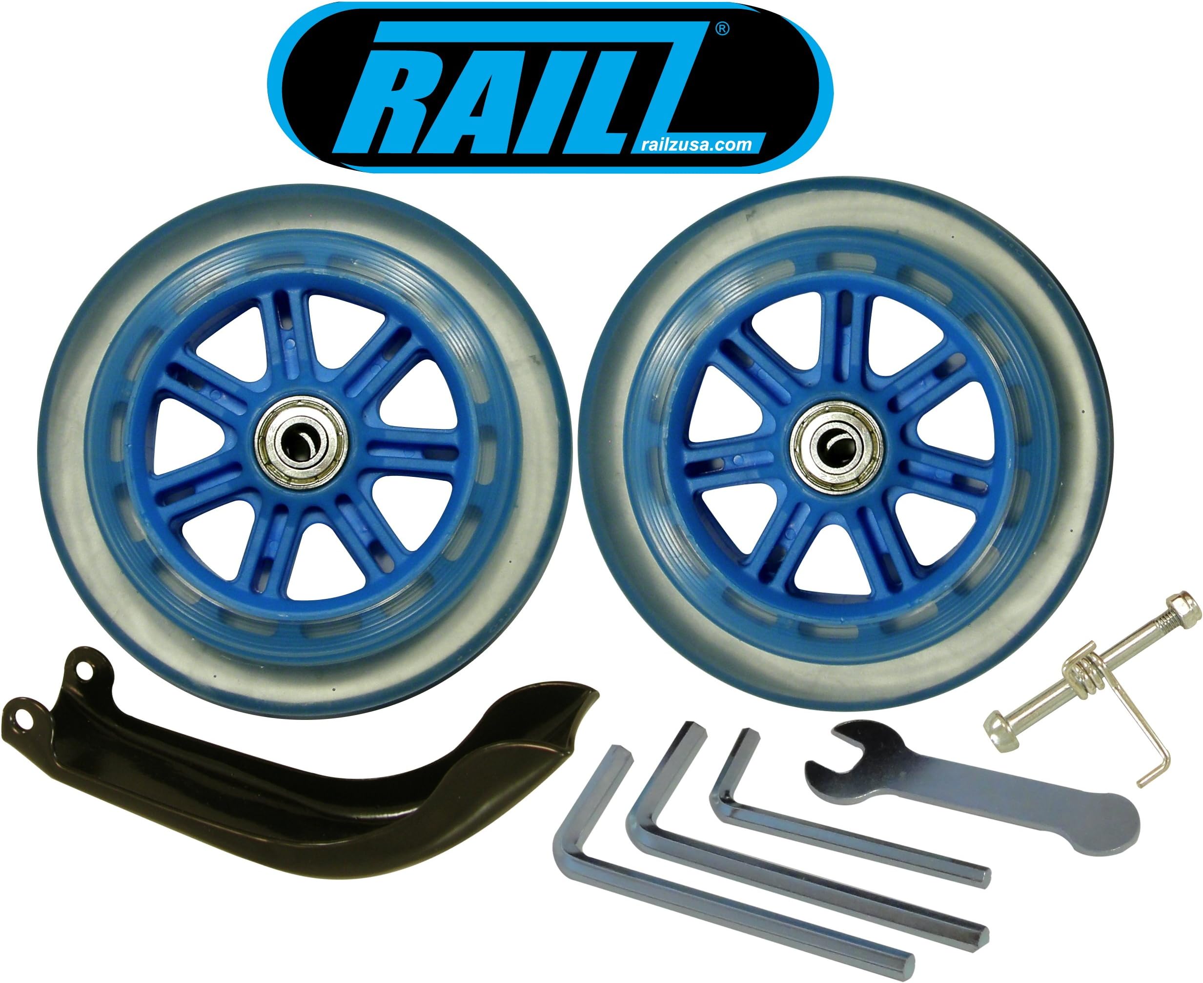 Razor & RAILZ Scooter Replacement Wheels Set & Brake Kit, Ultra Smooth Bearings, Easy Installation (125mm)