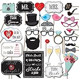 Wedding Photo Booth Props with 8 x 10-Inch Sign, 45