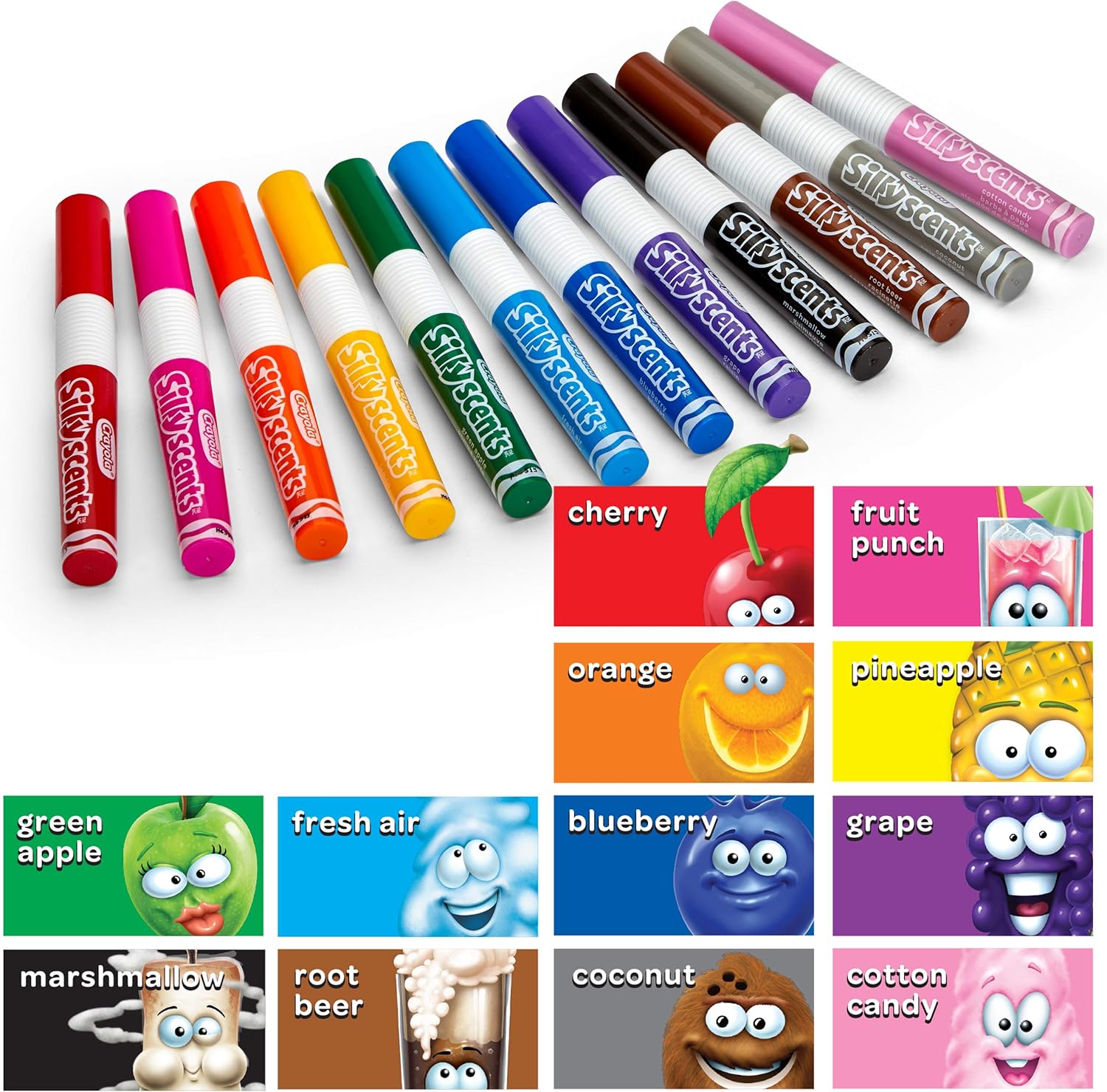 Crayola Silly Scents Scented Markers, Washable Markers, Boys & Girls Stocking Stuffers, 12 Count: Office Products