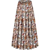 LiCot Women's Maxi Skirt with Pockets High Waisted Casual A-Line Pleated Long Skirts
