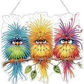 JJFox Bird Diamond Painting Kit for Adults, Acrylic Hanging Ornament | Special shaped rhinestones create a calming hands-on project for windows, doors, cozy spaces, and thoughtful gifts.