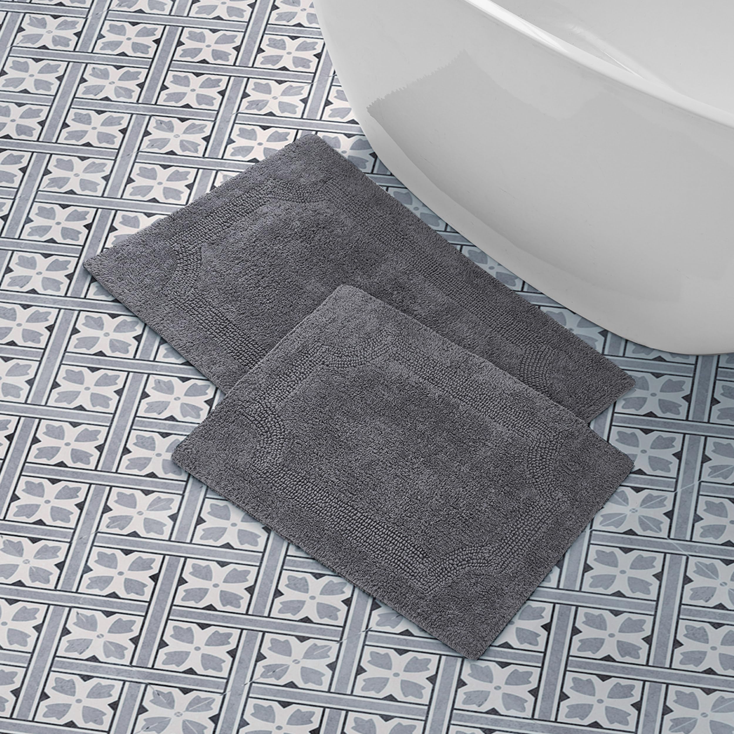 Laura Ashley Reversible Cotton 2-Piece Bath Mat
