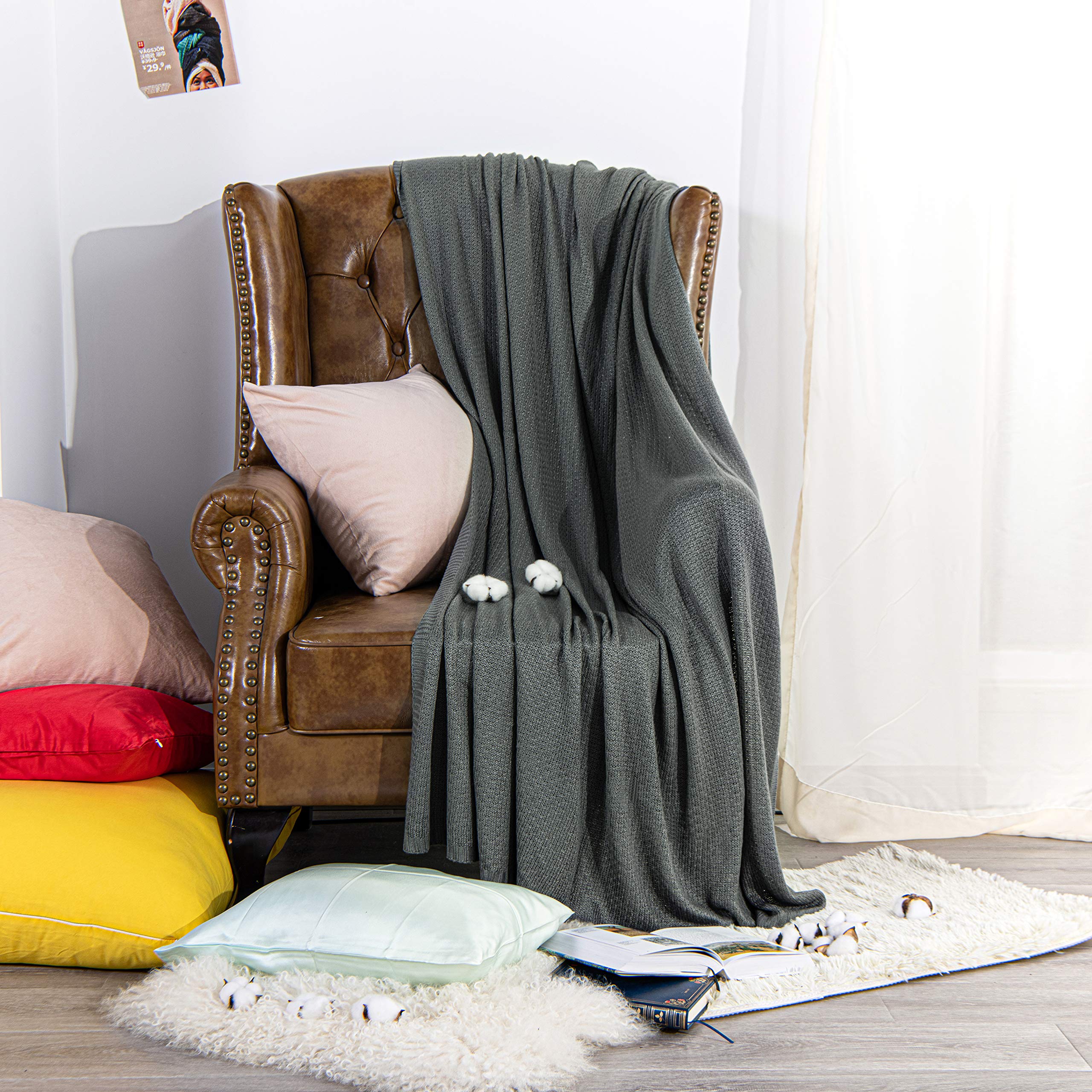 Bamboo Cable Knit Throw Blanket