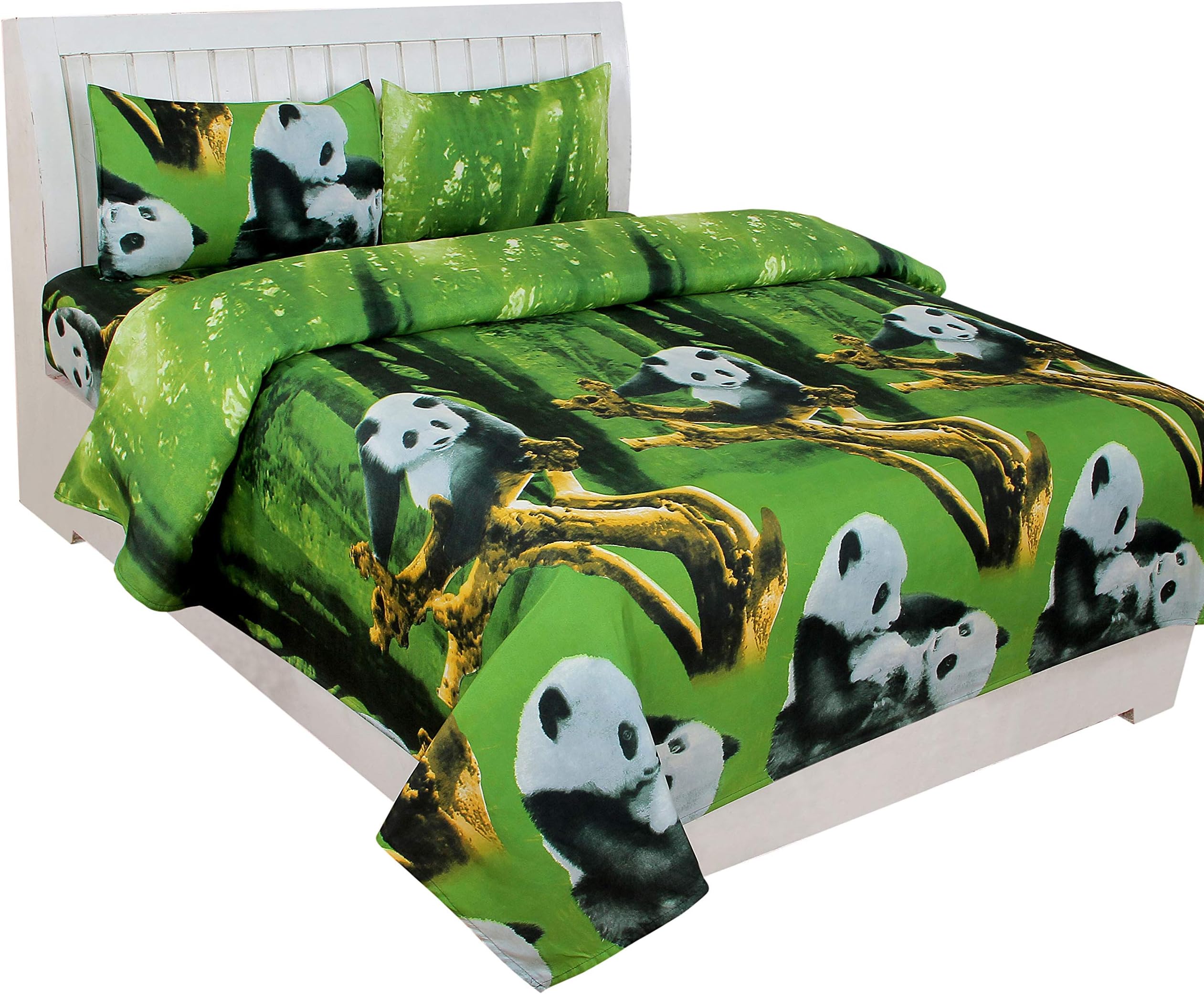BSB HOME Cotton Printed Double Bedsheet with 2 Pillow Covers (90 x 90 Inch, Multicolour)