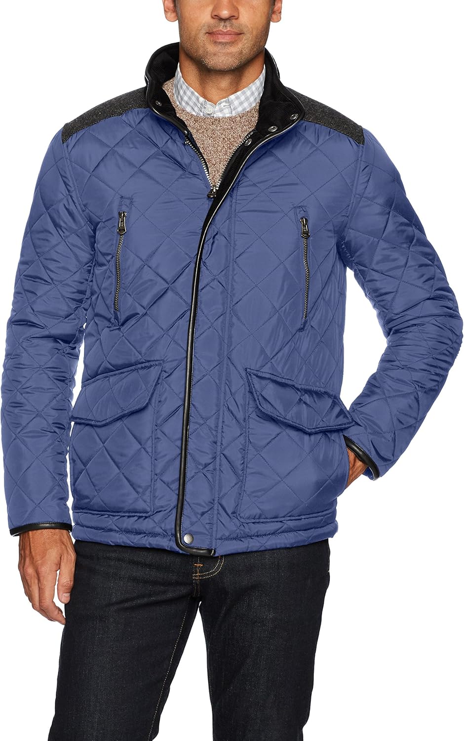 Cole Haan Men's Quilted Jacket with Corduroy Collar at  Men’s Clothing store