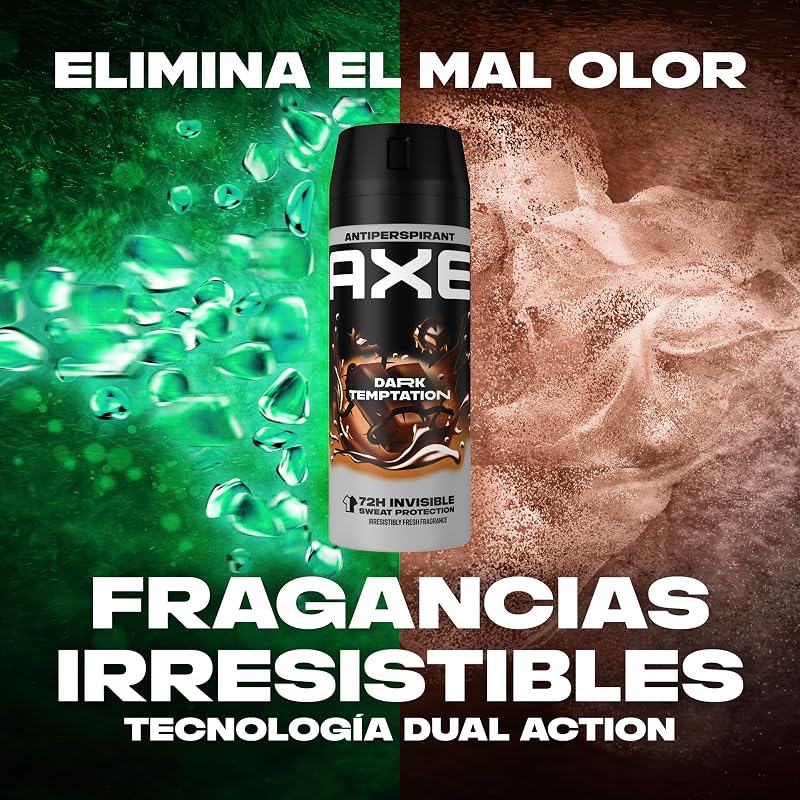 Axe desodorante masculino antitranspirante dark temptation 150ml - pacote de 6 - aerossol - fresco