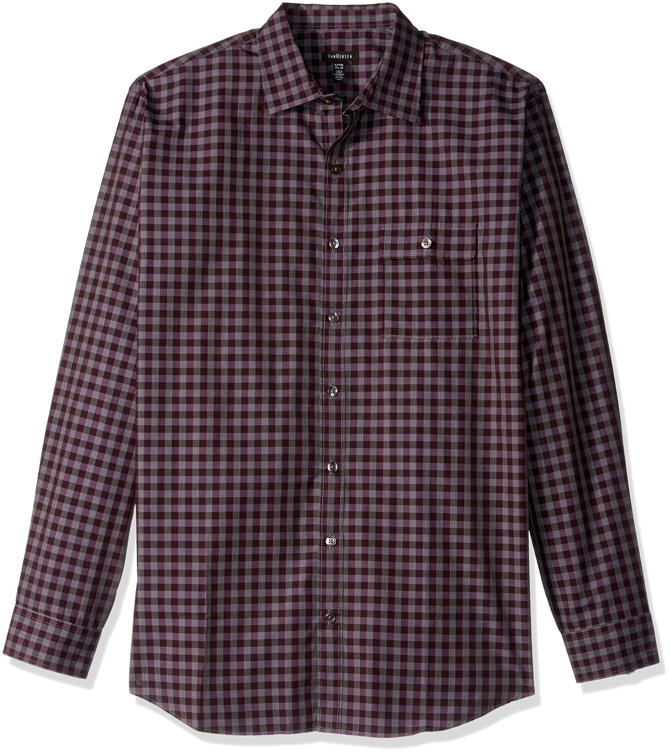 Van Heusen Men’s Long Sleeve Plaid Shirt – Heathered Broadcloth, Button-Down, Casual Comfort - View #5